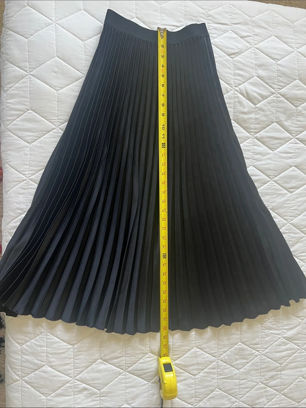 H&M Black Pleated Skater Midi Skirt